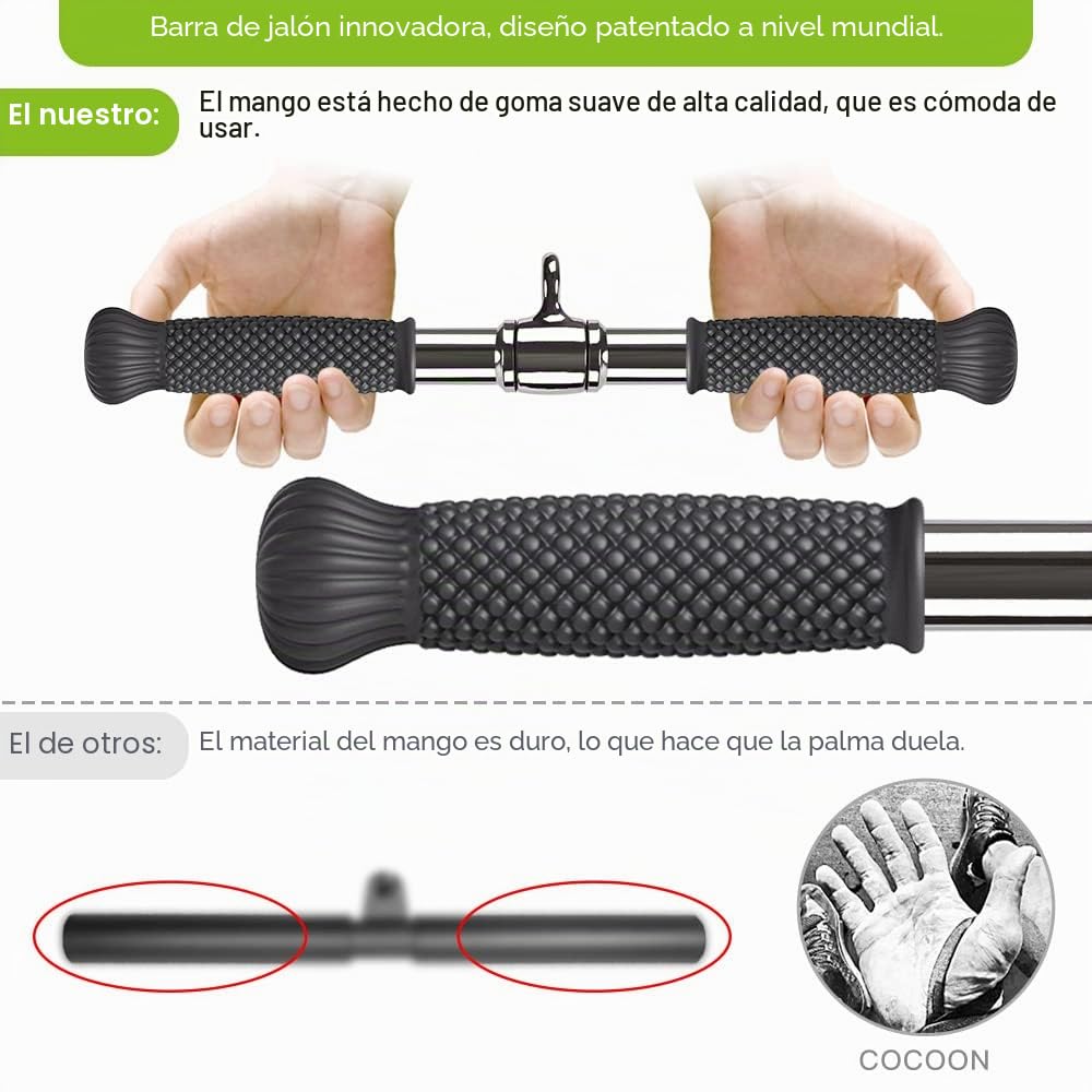 SELEWARE LAT Accesorios de la Máquina de Barra de Cable de Pull - Down para Gimnasio, Barra Recta Giratoria con Mango de Goma Antideslizante, para el Sistema de Poleas de la Banda de Resistencia