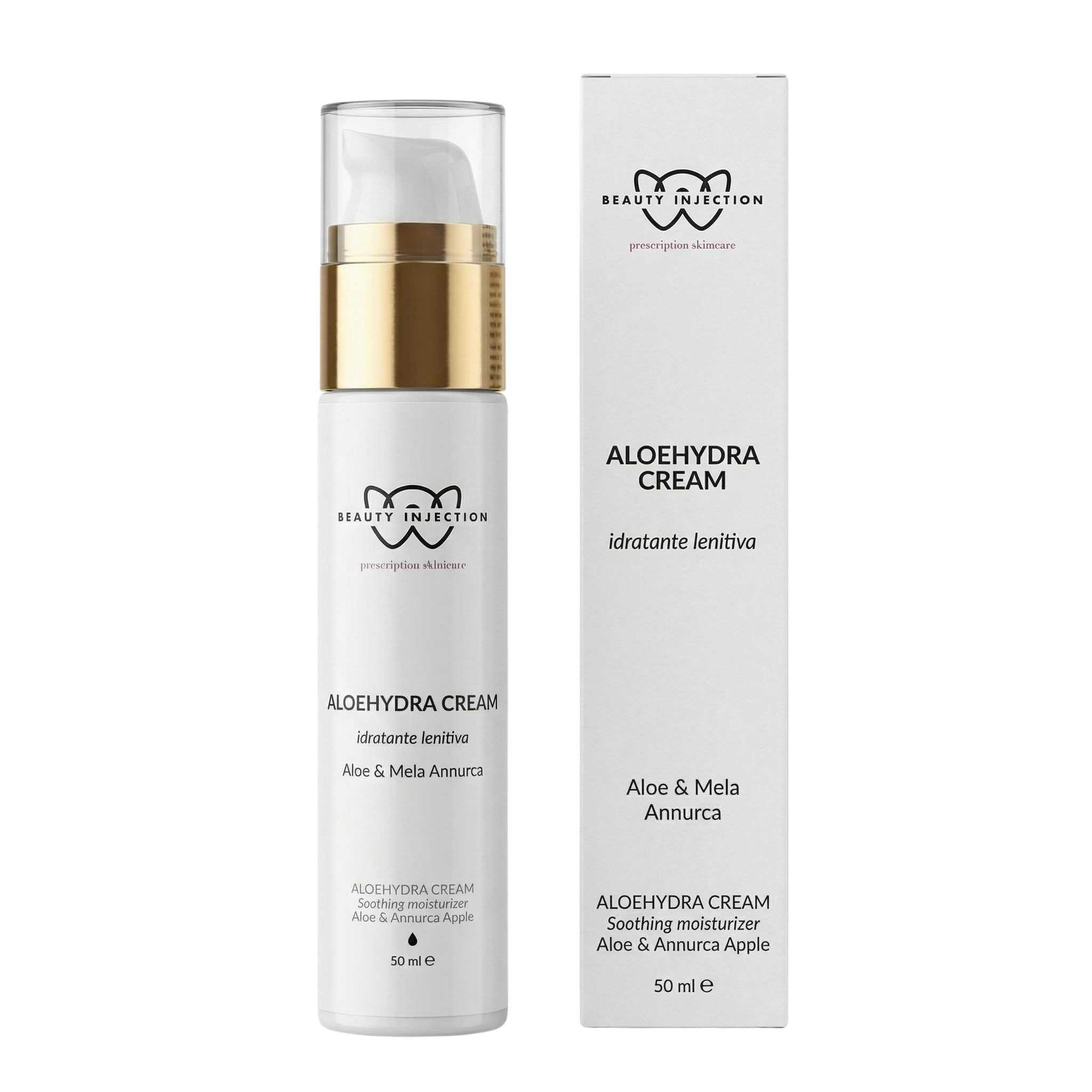 Wikirose Aloehydra Cream Crema Viso Idratante Lenitiva, con Aloe Vera, Niacinamide, Estratto di Mela, per Pelle Sensibile e Disidratata, Azione Riequilibrante e Protettiva, 50 ml