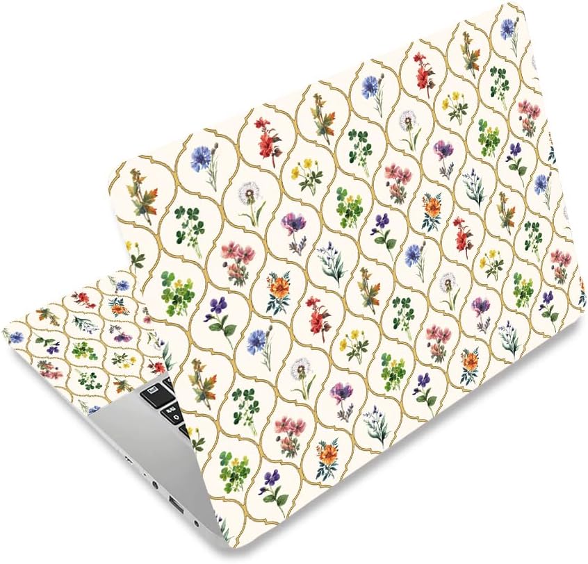 Laptop Skin Sticker Decal PVC Vinyl Geometric Framework Sticker Notebook PC Protector Scratch Resistant Laptop Skin for 12.1 13 13.3 13.6 14 15 15.3 16 Inch Watercolor Wildflower