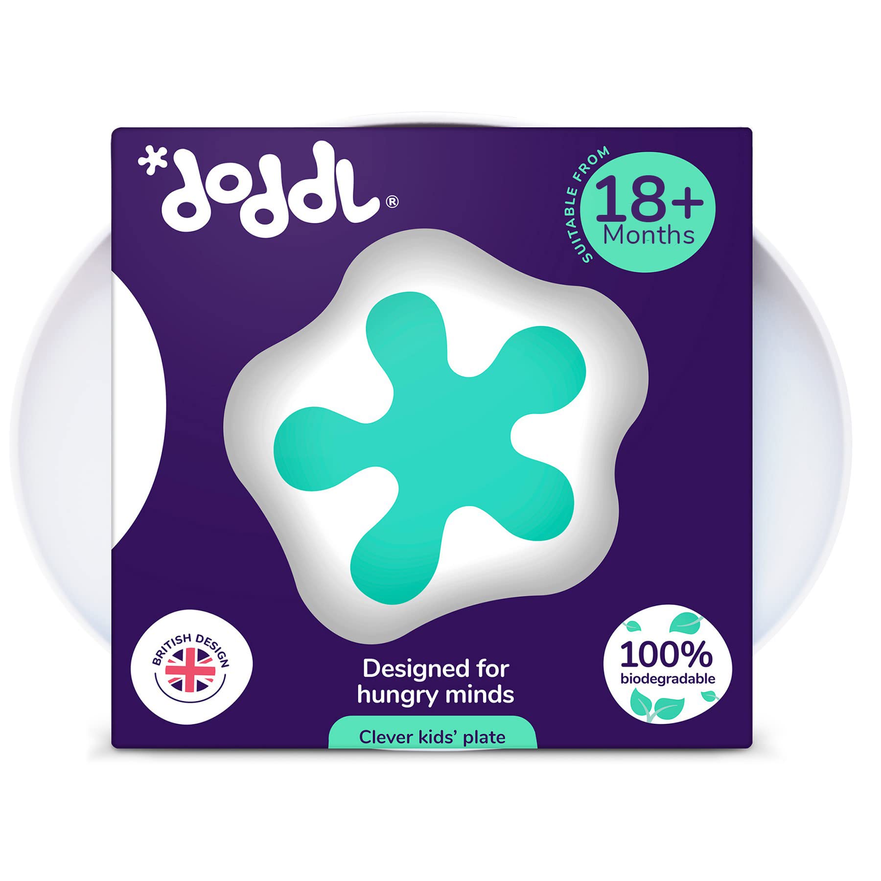 doddlToddler Plate, Baby-Led Weaning Plate with Non-Slip Base, Child Self-Feeding, Baby Feeding Essentials, Dishwasher-Safe, BPA-Free