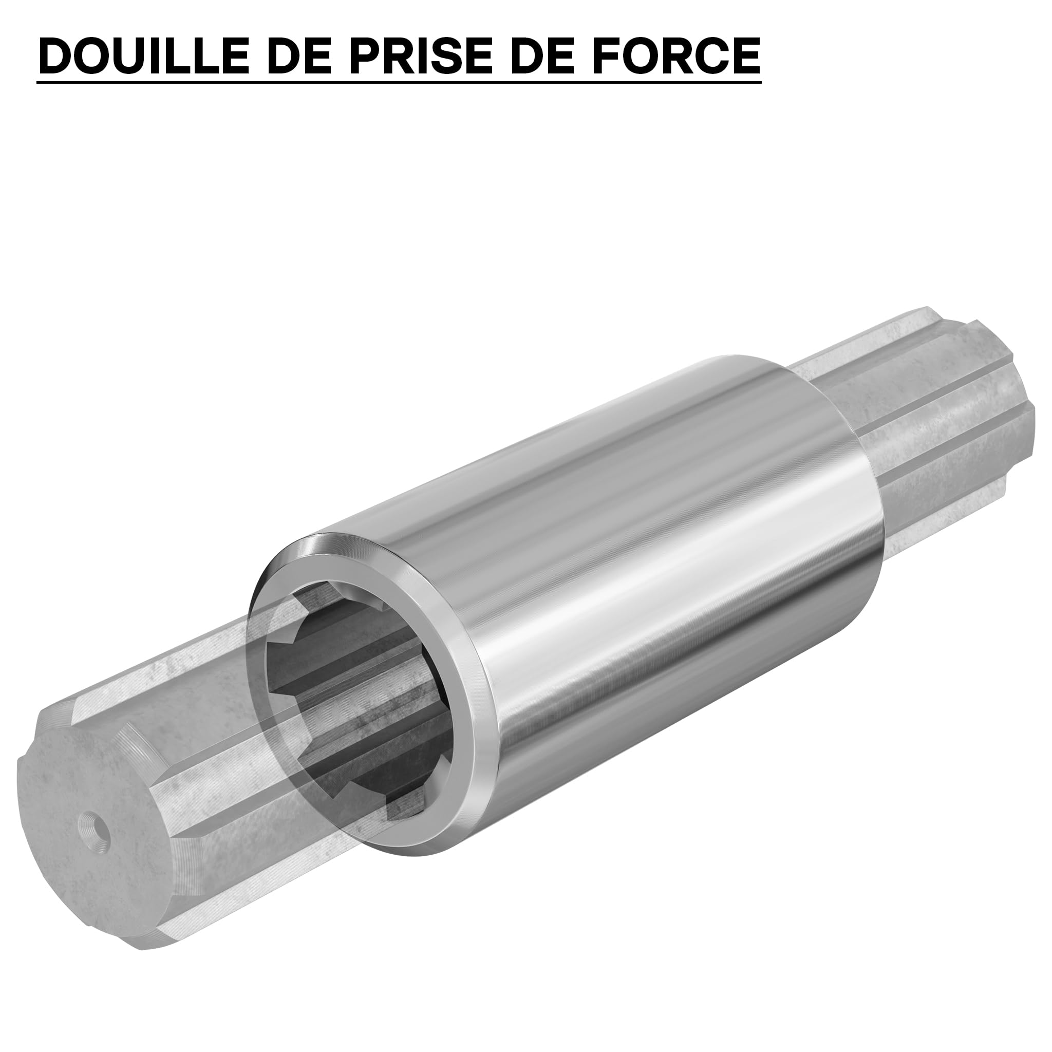 WilTec Manchon pour Arbre de Transmission Arbre cannelé Type B 100 mm 1 3/8" 6 Dents 6 Rainures Tracteur