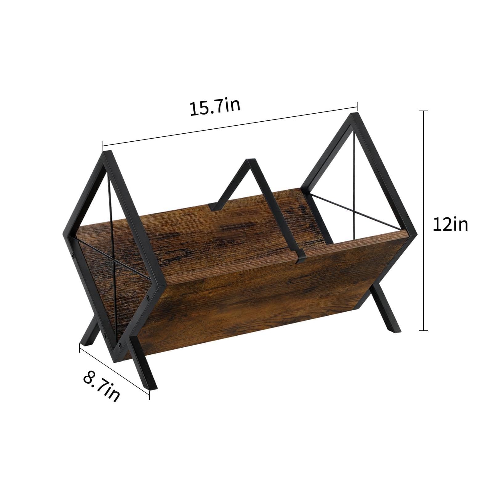 Portaoggetti per Dischi in Vinile Scaffale Organizer Vintage per Album Libri Riviste Ferro in Legno Massello per Studio Home Office