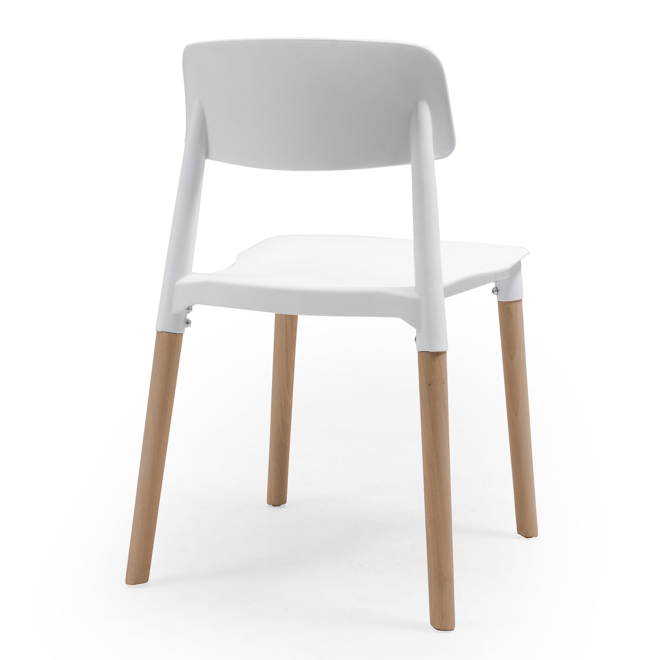 Homely – Pack de 4 sillas de Comedor o Cocina CALAS | Diseño nórdico | Sillas para Comedor, salón, Cocina | Asiento de Polipropileno Color Blanco | Patas de Madera de Haya | 45x47,5x76,5 cm