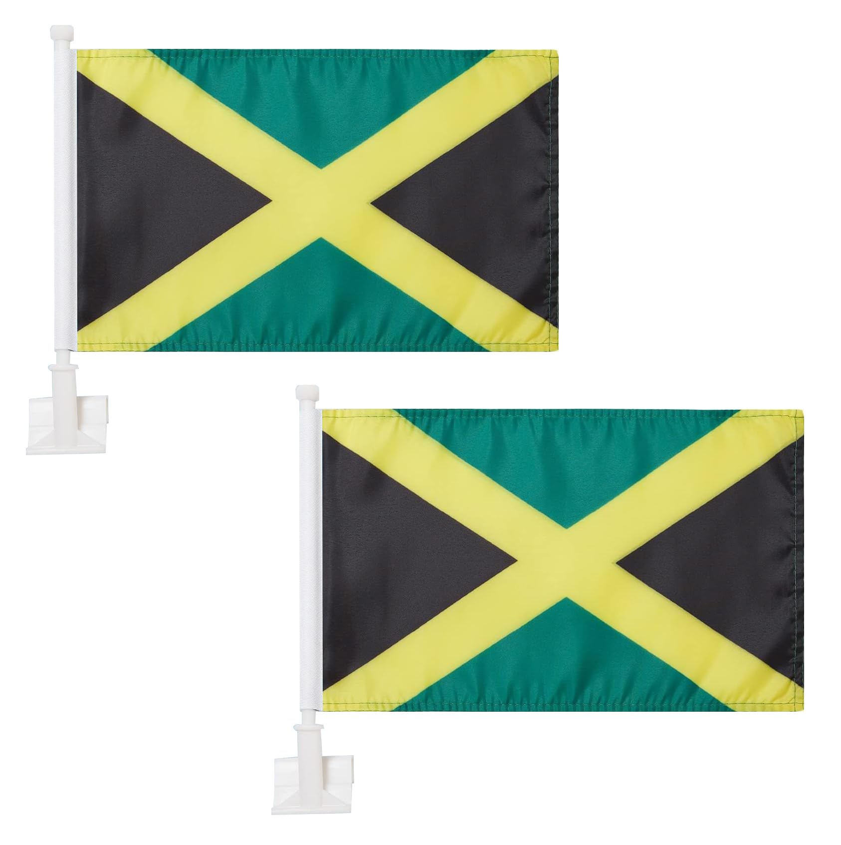 Kind Girl 2 Pack Jamaica Jamaican Car Flags, 16 x 10 Inch Double Sided, Polyester, Suitable for Car, Home, Room, Garden, Office, Entryway