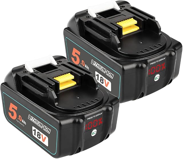 2PACK- QUPERR 18V 5.0Ah bl1850 Li-ion Replacement Batteries(with LED Power Display) Compatible with Makita DKP180ZDTM51ZDHS680Z, DTD152Z, DJV181Z, DGA452Z, DTD152Z LXT, DJR188Z.