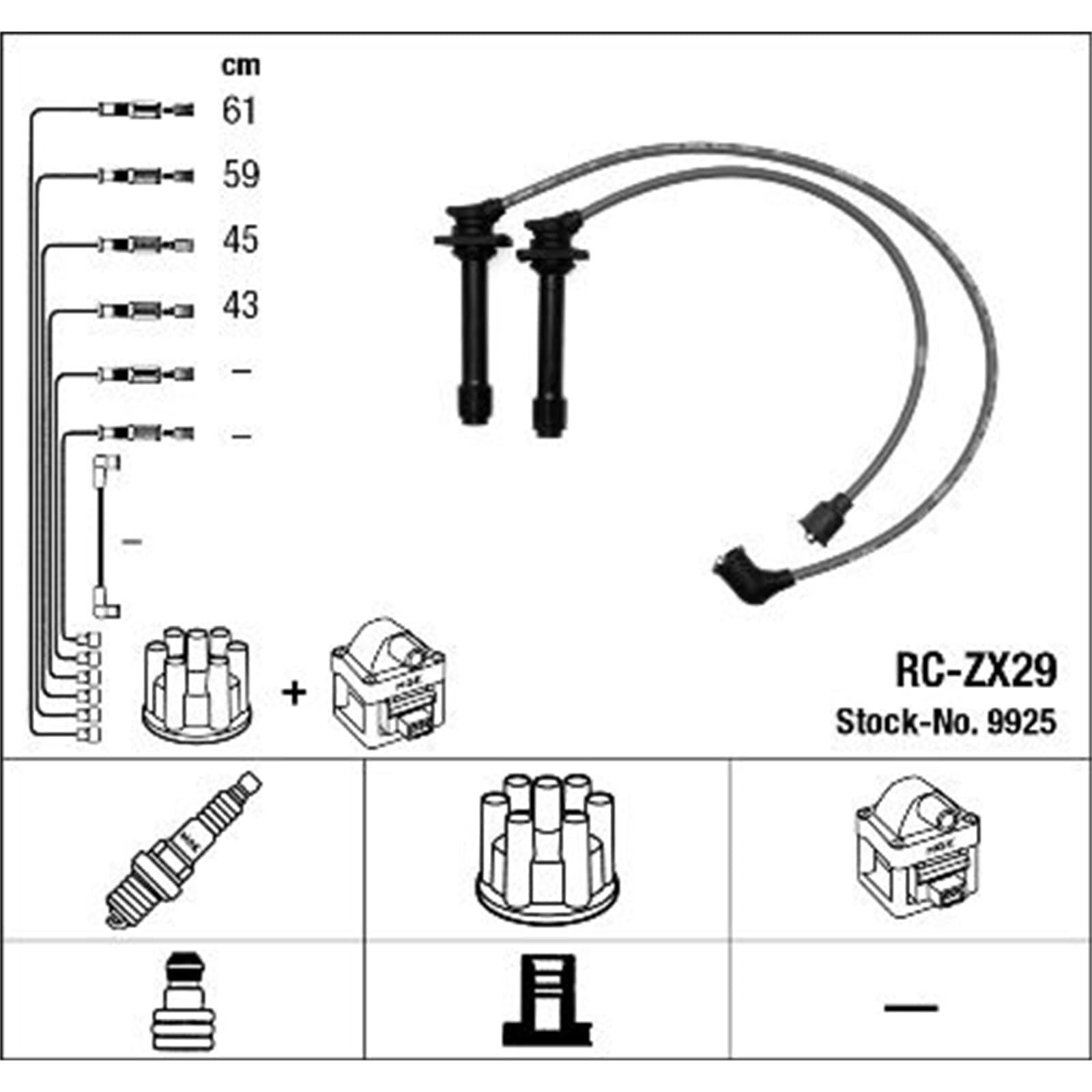 Cavo candela NGK | RC-ZX29, 9925