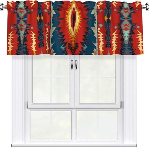 Miniatura 25 de SWEET TANG Valances Windows Curtain Kitchen Valances Rod Pocket Short Topper Curtains, 1 Panel, 54x18 Inches Compatible with Retro 80S 90S Pattern