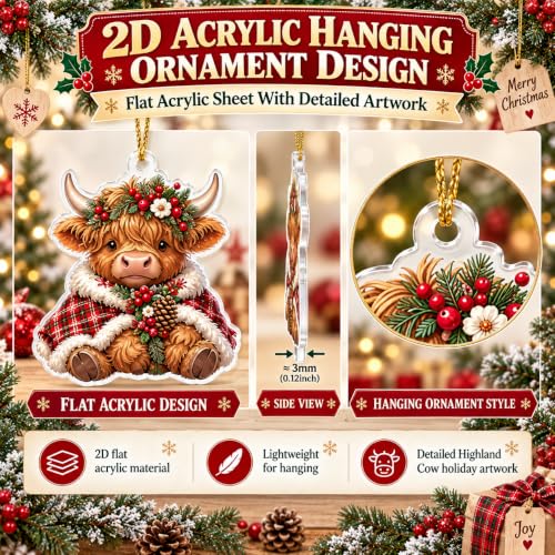 Highland Cow Advent Calendar, 24 Days 2D Acrylic Christmas Countdown，#D - image 3
