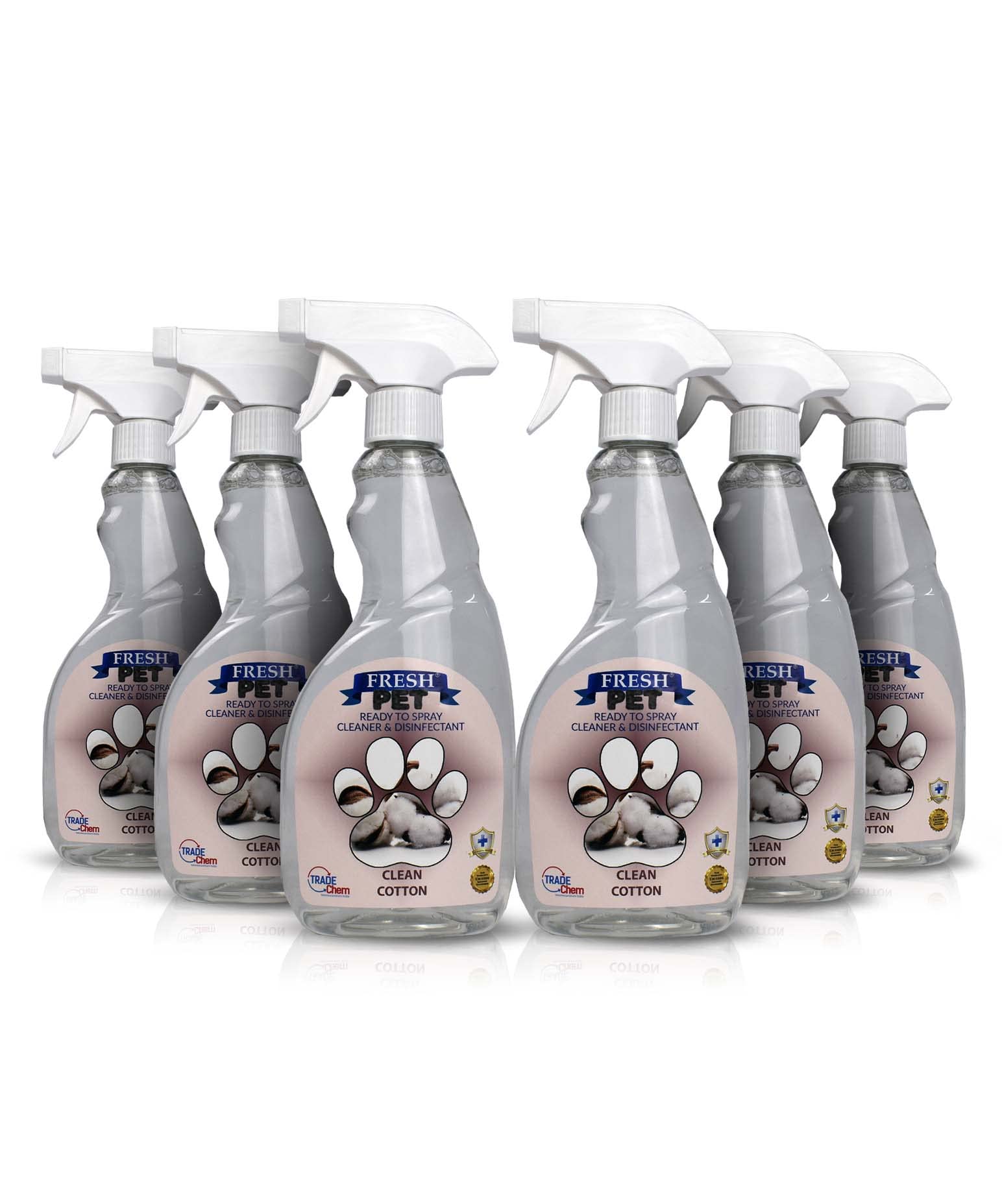 Fresh Pet Disinfectant Ready to Spray Pack 6 x 500ml (Clean Cotton)