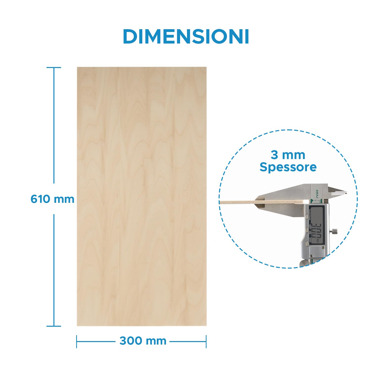 OMTech 12 sztuk płyt z drewna lipowego, 300 x 600 x 3 mm, płyty ze sklejki do majsterkowania, płyty drewniane do cięcia laserowego i grawerowania, nieobrobione płyty drewniane do projektów