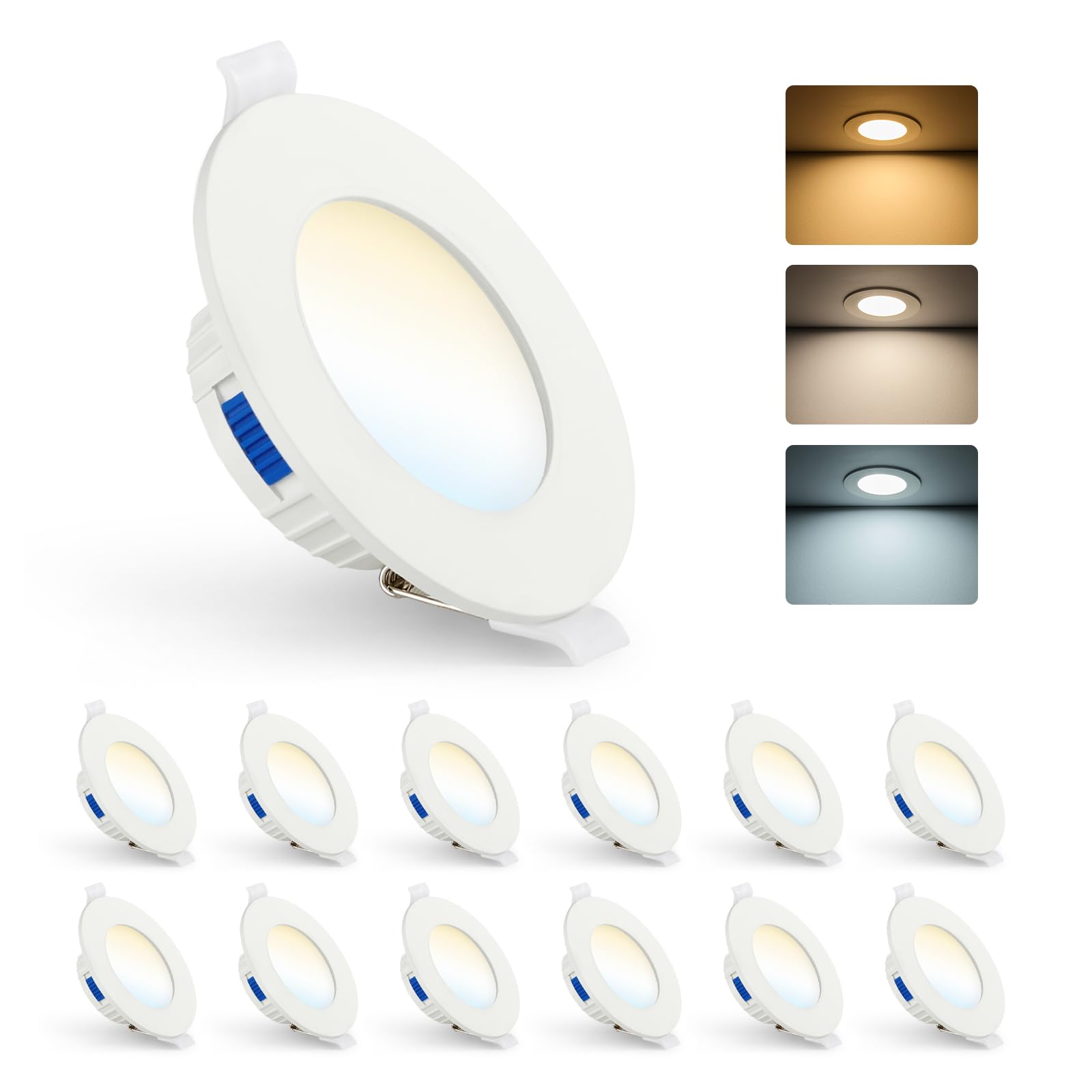 Gr4tec LED Einbaustrahler 230V, 4W LED Spots Warmweiß Neutralweiß Kaltweiß, 25mm Ultra Flach Einbauleuchten, Spots Deckenleuchte 65-85mm Lochmaß, IP44 Einbauspot für Badezimmer Wohnzimmer, 12er Set