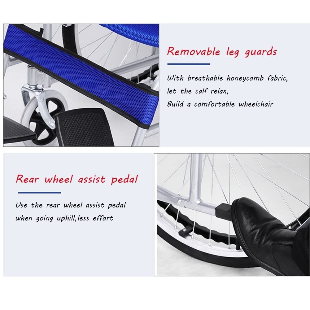 Sillas de ruedas plegables Aleación de aluminio Silla de ruedas Plegable Ligero Viejo Carro portátil Manual Coche Scooter Plegable Súper viaje Cojín acolchado