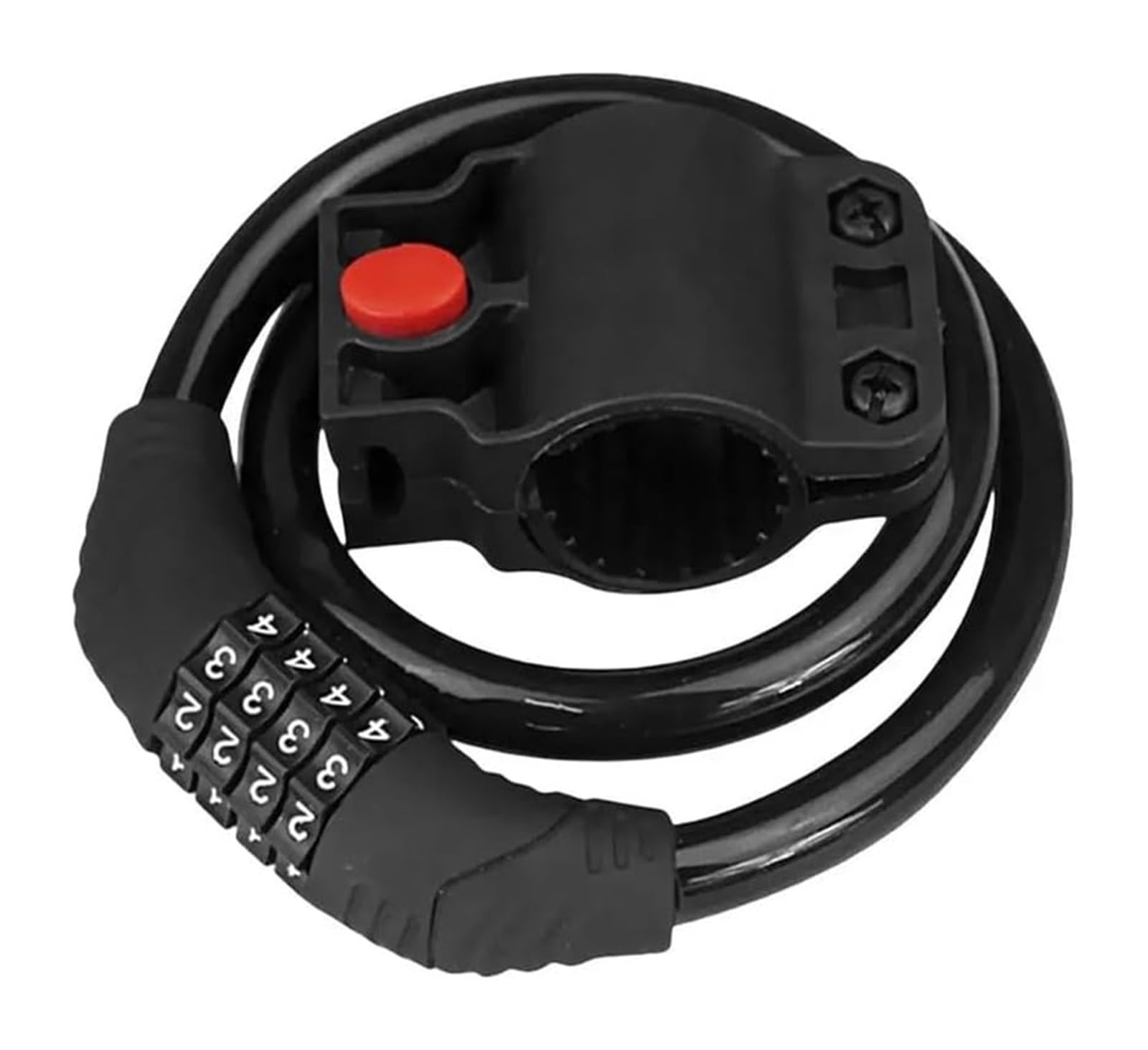 Giveduno Black Bicycle Lock, Bicycle Lock 4 Digit Combination Steel Cable Multicolor For Mtb