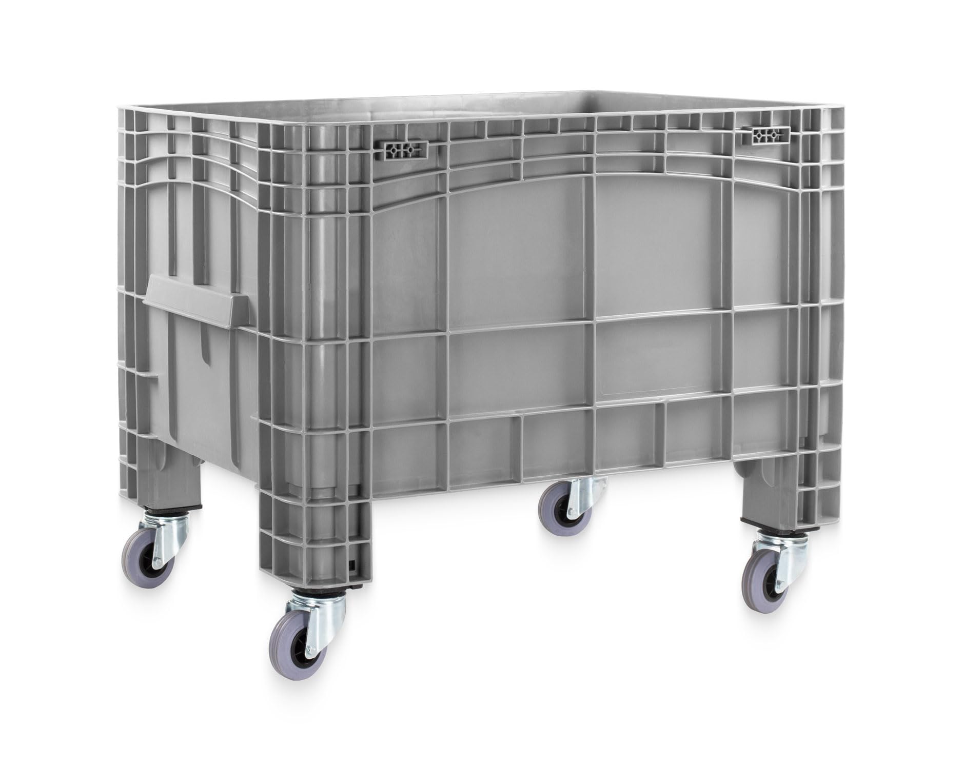 Großbehälter mit 4 Rollen und 285 Liter Volumen 104x64x79 cm | Transportwagen | Großer Behälter als Umzugsbehälter, Transportbox, Lagerbehälter (Grau, Ida XL Rollen)