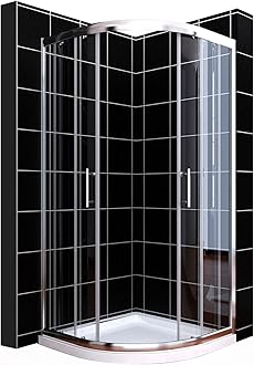 ELEGANT 800 x 800mm Offset Quadrant Shower Enclosure 6mm Tempered Sliding Glass Cubicle Door