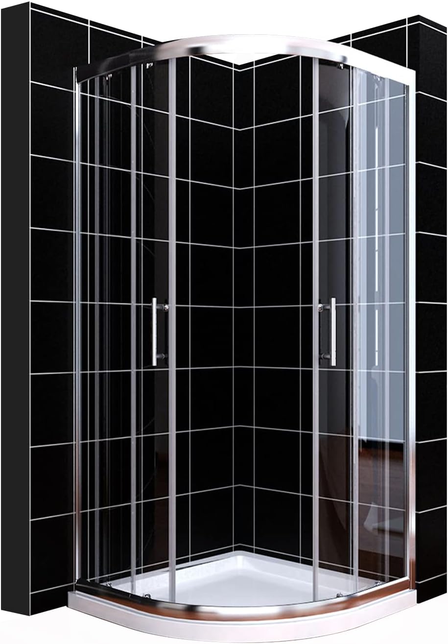 ELEGANT 800 x 800mm Offset Quadrant Shower Enclosure 6mm Tempered Sliding Glass Cubicle Door