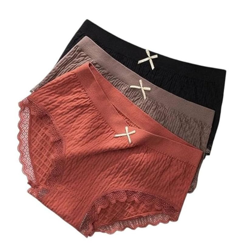 Women's Premium Cotton Mid-Rise Brief Panties Soft Ribbed Fabric with Stylish Bow Design | All-Day Comfort Innerwear Pack of 3 (Multicolor)-image-15