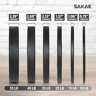 SAKAE Olympic Rubber Bumper Plates, 2-Inch Weight Plate Set with Steel Hub, Ideal for Weightlifting, CrossFit, Strength Training & Home Gym Workout, Available in Single, Pair & Sets, Multiple Sizes