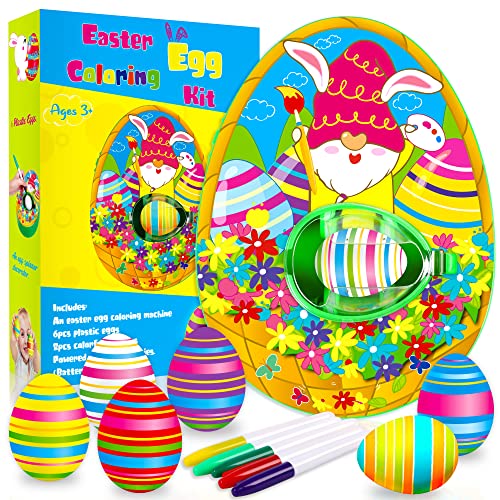 16PCS Easter Egg Decorating Kit Crafts for Kids - Eggs Coloring Spinner Decorator Gift Toys Party Activity Supplies(Batteries Not Included)