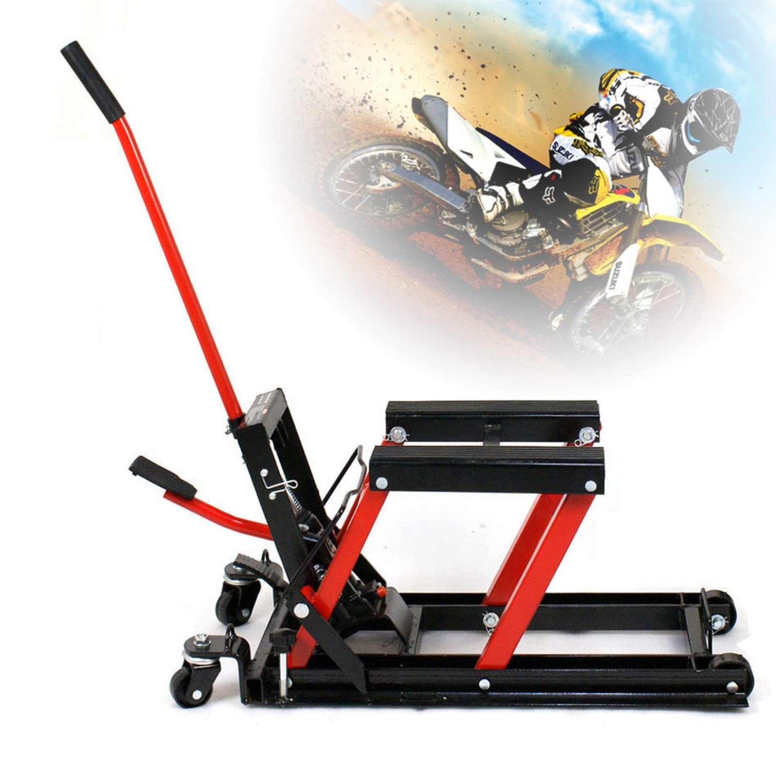 SHZICMY Cavalletto da 680 kg, supporto per il montaggio della moto, per il sollevamento idraulico