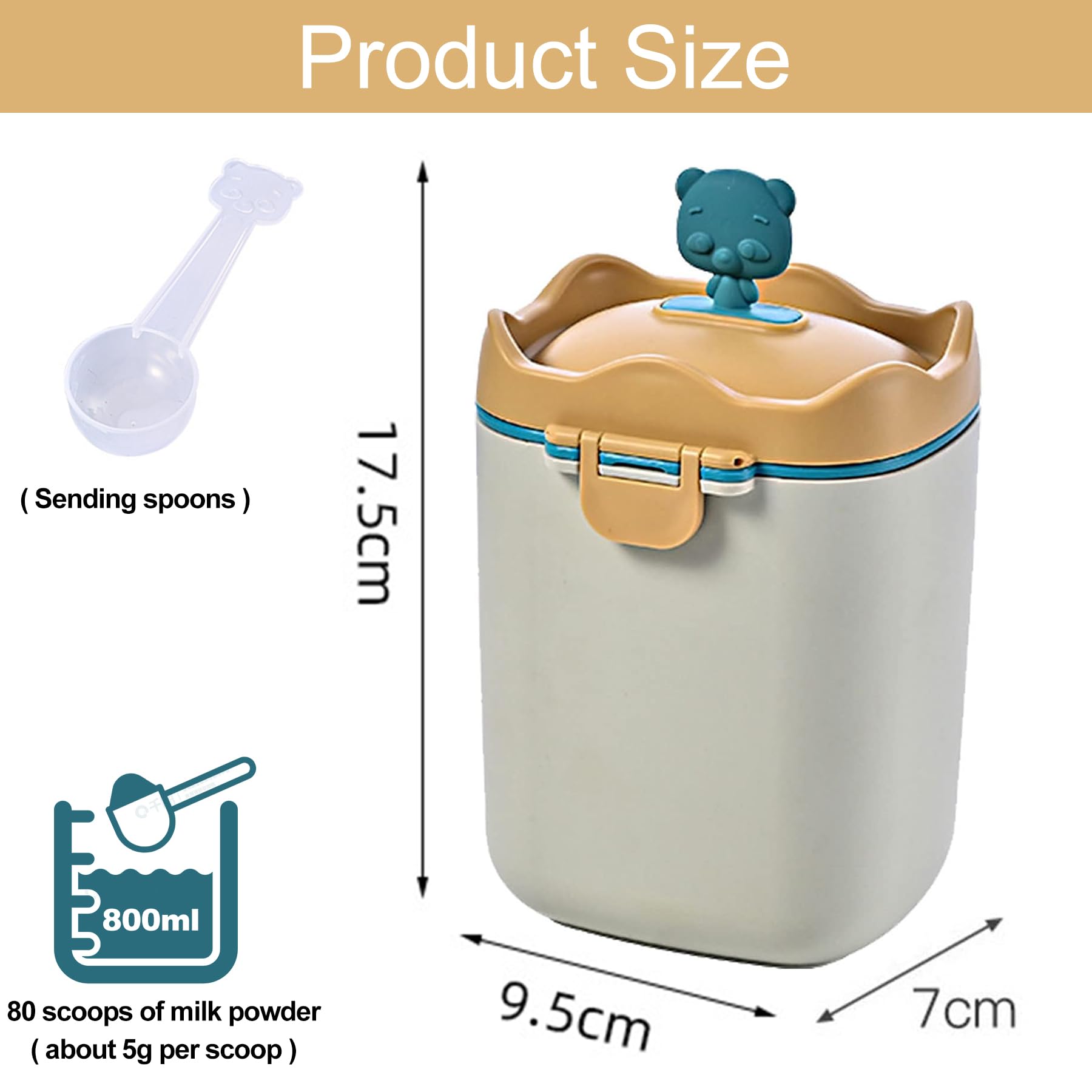 Dispensador de Leche en Polvo,Dispensador de Fórmula para Bebés,Hermético Caja de Leche en Polvo para Alimentaci,Contenedor Dispensador de Fórmula Portátil para Viajes