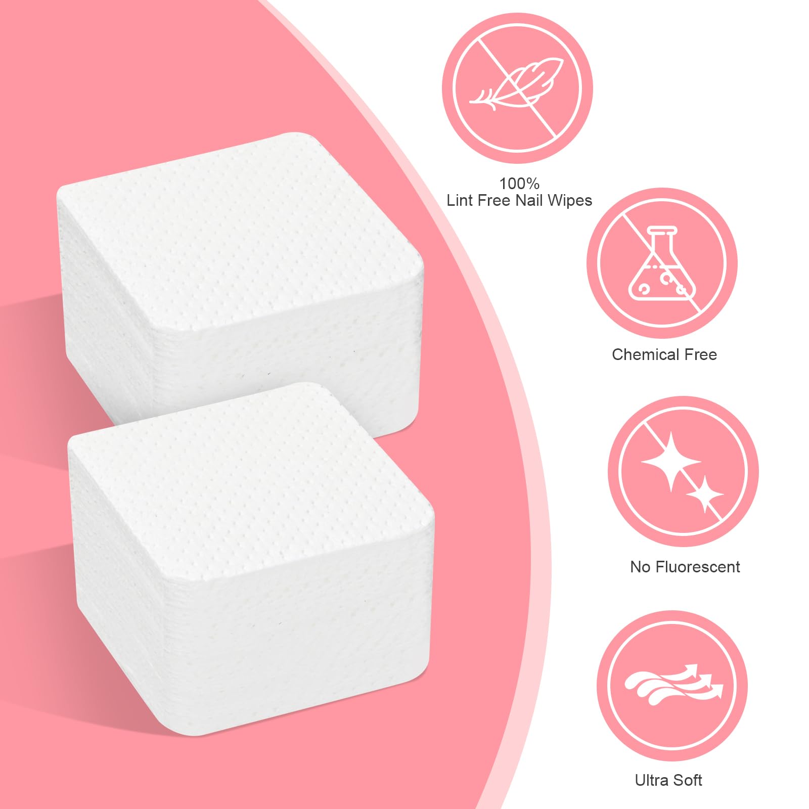 Nail Polish Remover, Lint Free Nail Wipes 540PCS Acetone Nail Polish Remover Wipes, Super Absorbent Soft Nail Wipes for Fingernail Polish Remover and Eyelash Extension Wipes(Dry Pads)