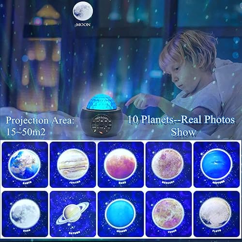 Miniatura 2 de Proyector de luz nocturna de planeta galaxia, luz de estrella de galaxia, altavoz Bluetooth de música, luz multicolor para dormitorio, regalo para