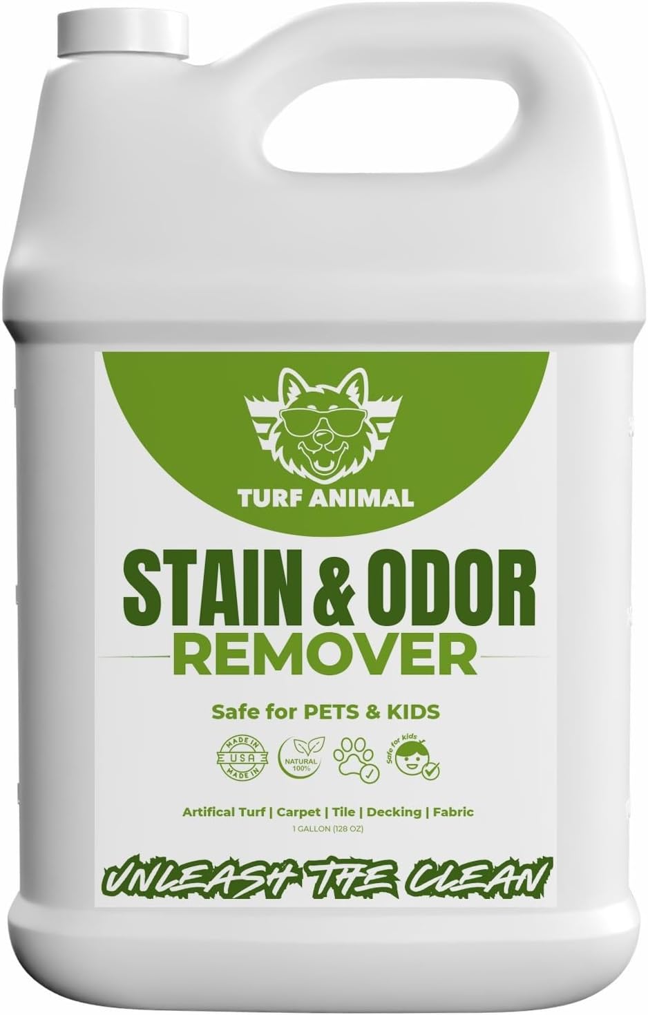 Turf Animal Pet Stain & Odor Remover for Strong Odors & Stubborn Stains – Natural Enzyme Odor Eliminator for Indoor Carpet & Outdoor Artificial Turf – Enzymatic Dog & Cat Urine Destroyer, 1 Gallon