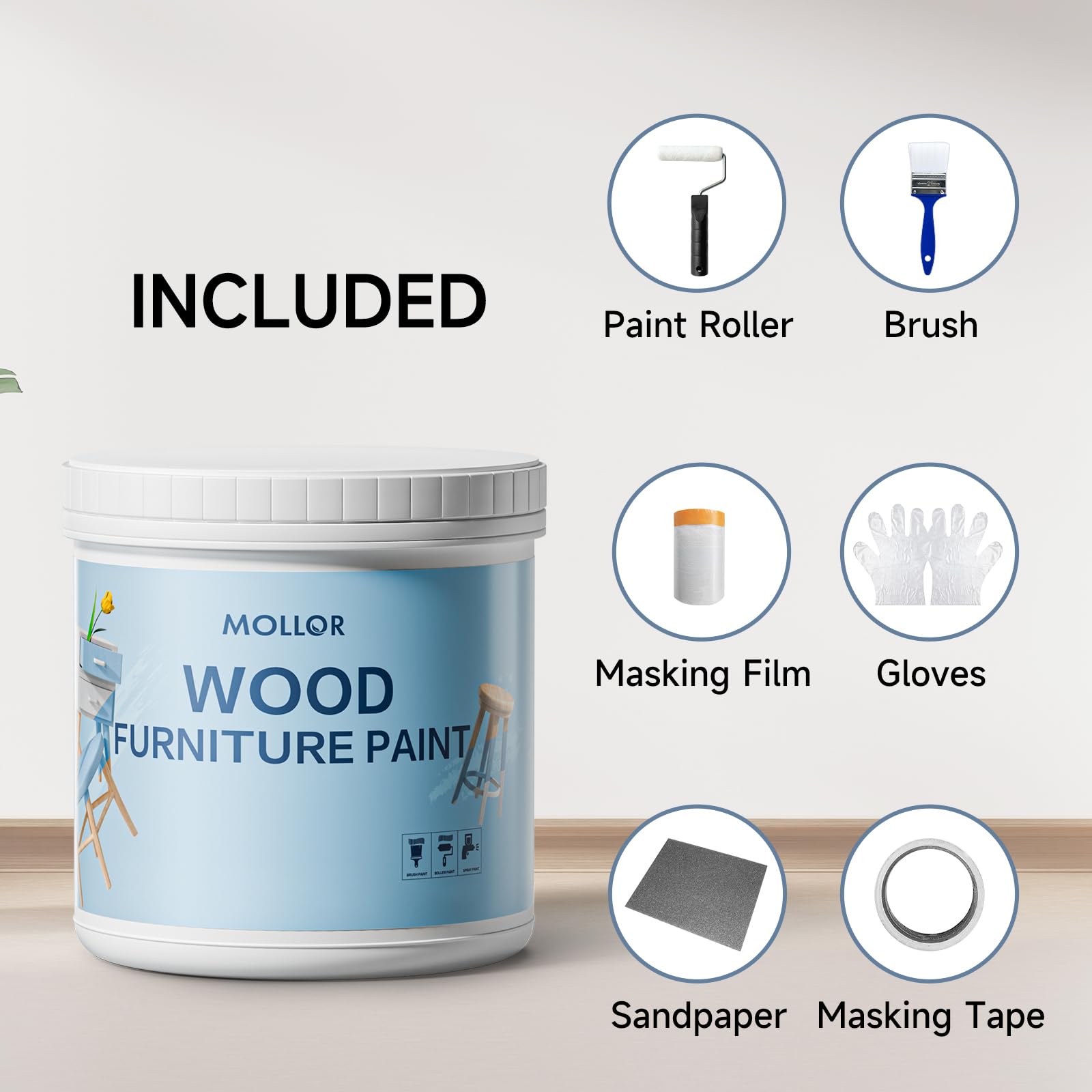 Peinture Meuble Bois | Idéal pour Rénovation de Meubles | Chalk Paint | Ardoise Craie | Peinture Mur Interieur | Mat et Lavable | 1kg Blanc avec des outils