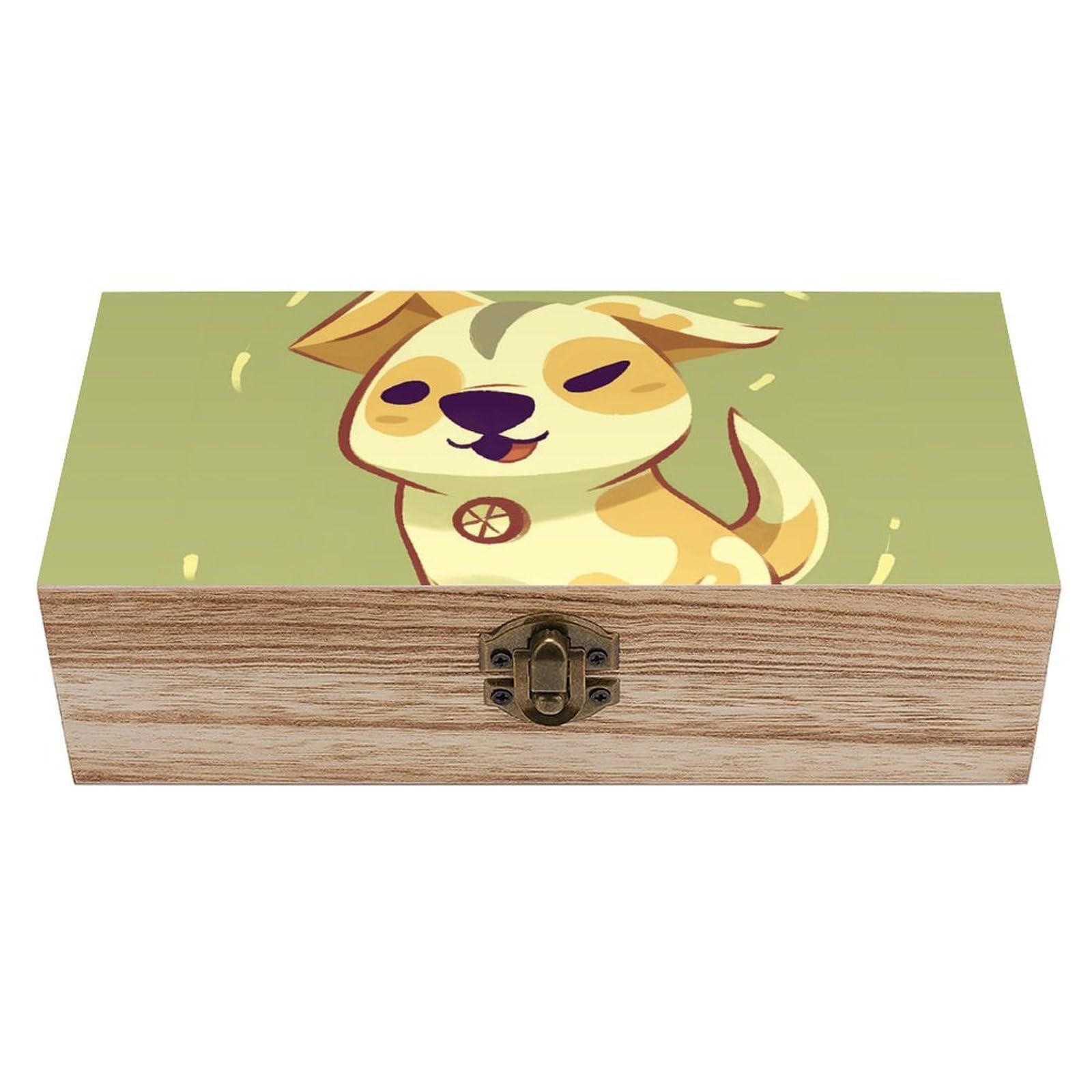 Cartoon Puppy Wooden Storage Box Exquisite Durable Wood Gift Case Sturdy Vintage Jewelry Wooden Chest for Art Hobbies Storage Keepsake Gift