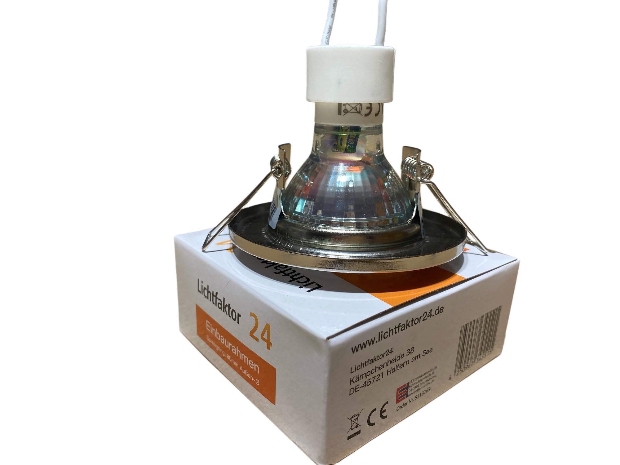 LED Einbauleuchte TOM 230V – 6er Set mit GU10 Fassung & LED Leuchtmittel, 5W Warmweiß 3000K, Ø80mm, Edelstahl-Optik, starr, Lochmaß Ø55–65mm – Deckenmontage in Flur, Küche, Wohnzimmer