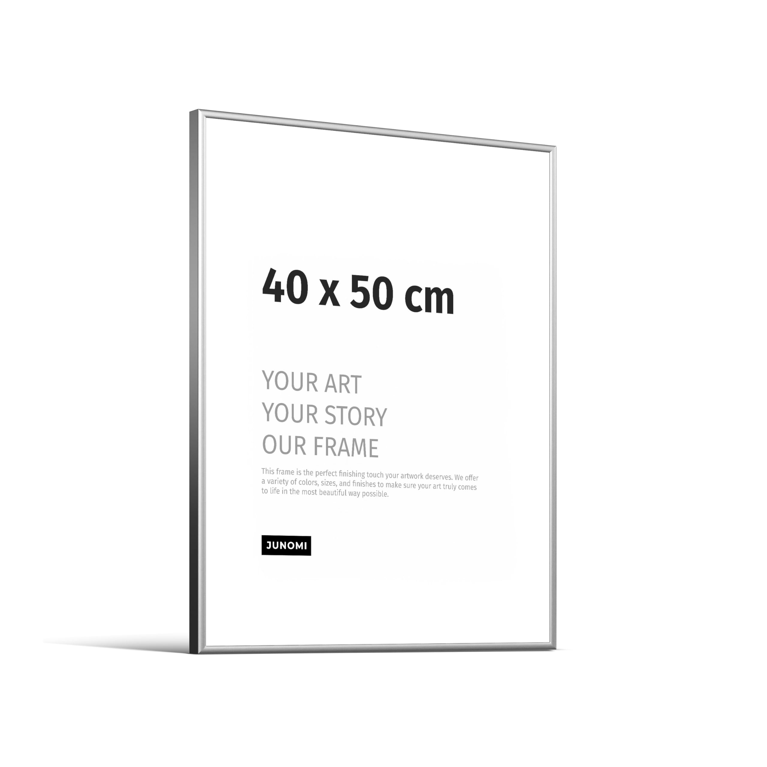 JUNOMI Picture Frame 40 x 50 cm Aluminium Colour Silver (Matte) Wall Decoration Metal with Shatterproof Acrylic Glass Picture Frame Metal