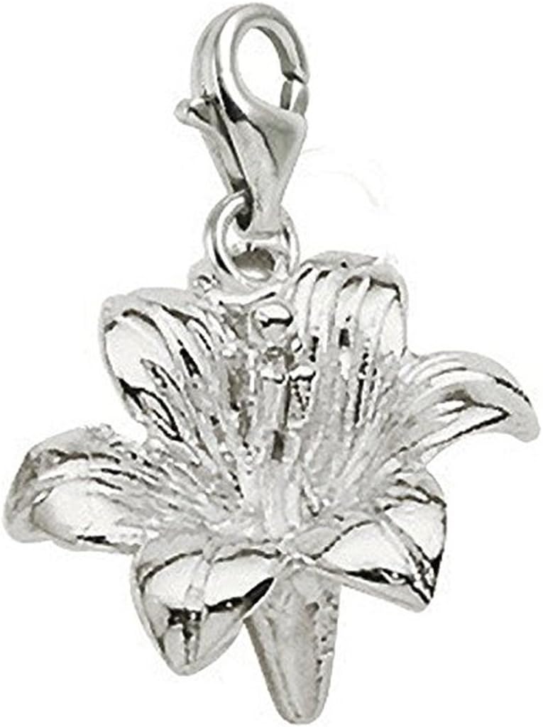 Lily Charm with Lobster Claw Clasp, Charms for Bracelets and Necklaces