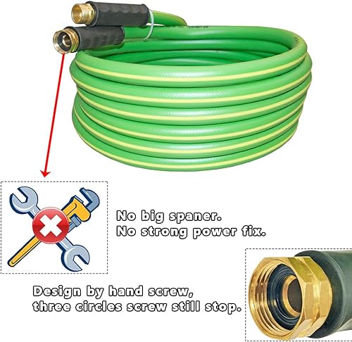 Miniatura 9 de HQMPC Manguera de jardín Manguera de agua de jardín de 50 pies, manguera de agua pesada sin torceduras con accesorios de manguera de latón (58