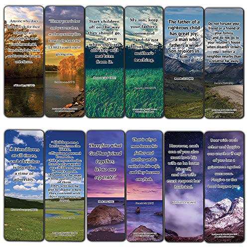 Create The Family You Always Wanted Bible Bookmarks 12-Pack - Church Memory Verse Sunday School Rewards - Christian Stocking Stuffers Birthday Assorted Bulk Pack