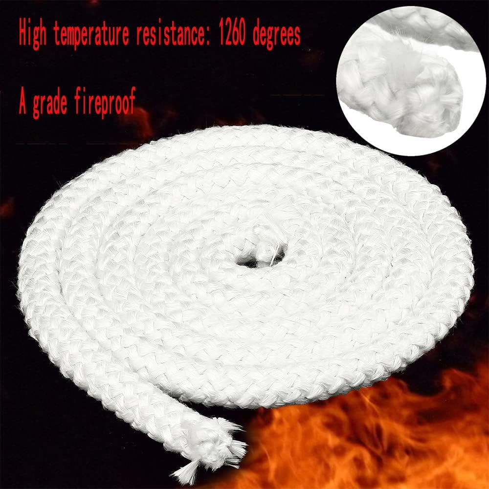 Stove Rope, High Temperature Ceramic Fiber Rope Seals for Stove Fire Boiler Furnace Casting 6-16mm x 10m(8mm*10m)