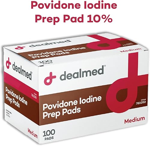 Miniatura 4 de Dealmed Povidone Yodine Prep Pad 10% - Paquetes sellados individualmente, perfectos para el cuidado de heridas y botiquines portátiles de primeros