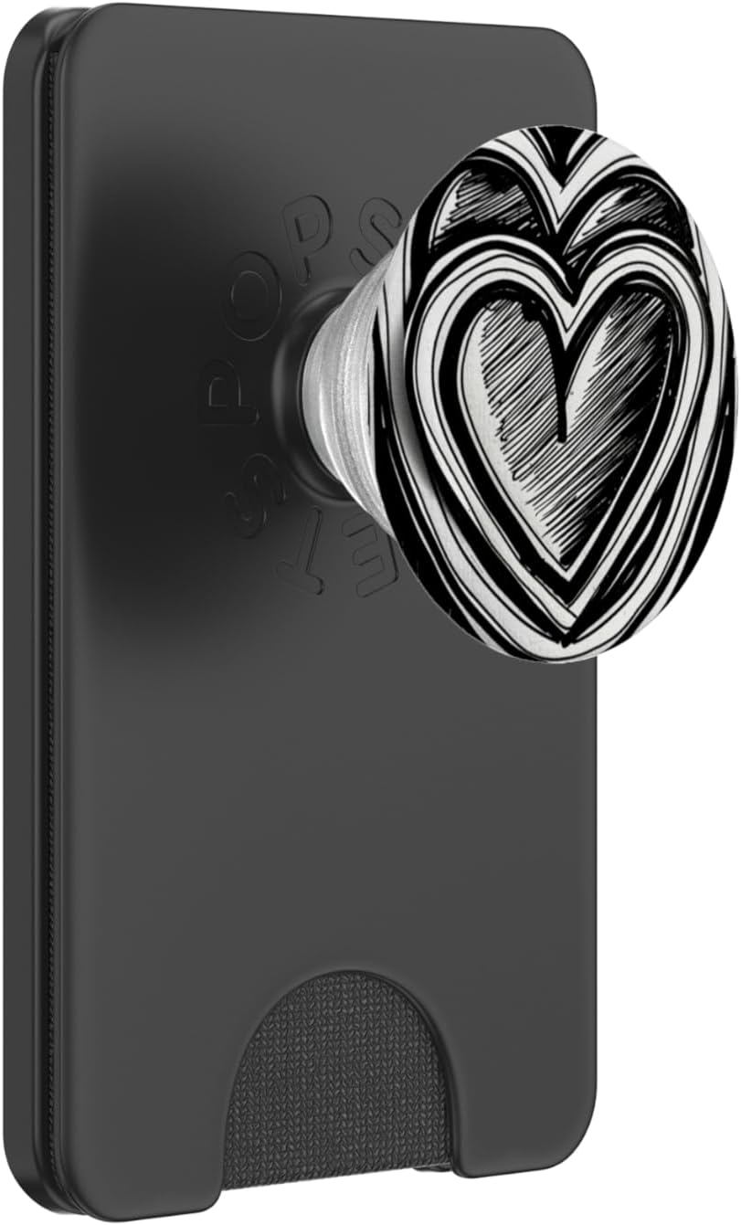 Black and White Double Heart Abstract Graphic Symbol PopSockets PopGrip for MagSafe