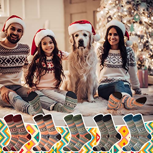 Hicarer 50Pairs Winter Vintage Socks Bulk, Warm Wool Thick Knit Thermal Socks for Women Men Christmas Gifts4