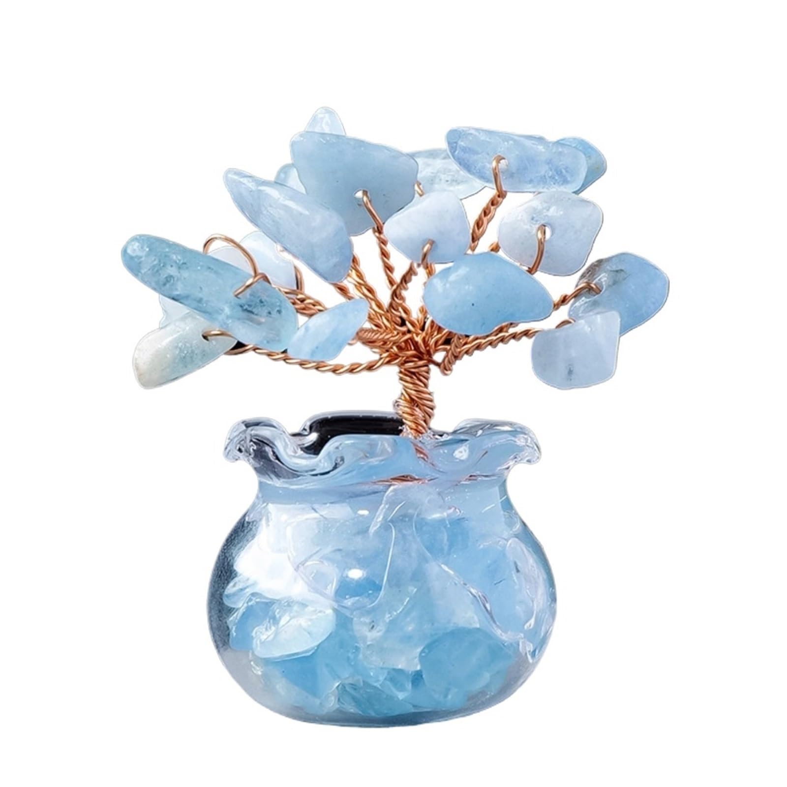 Dazhua 2Pcs Natural Crystal Tree for Healing - Good Luck Macadam Bonsai with Positive Energy(Aquamarine)