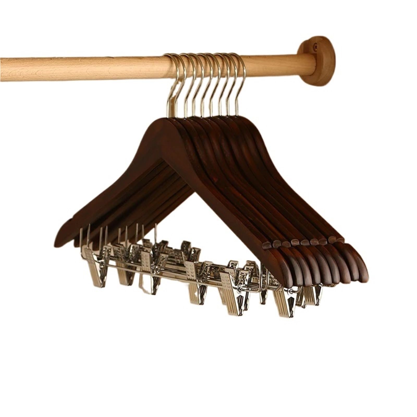 Hosenbügel aus Holz für Hosen 5 hochwertige Kleiderbügel aus Holz, for Röcke, Hosenständer massivem mit Schulterkerben for Kleider und Jacken