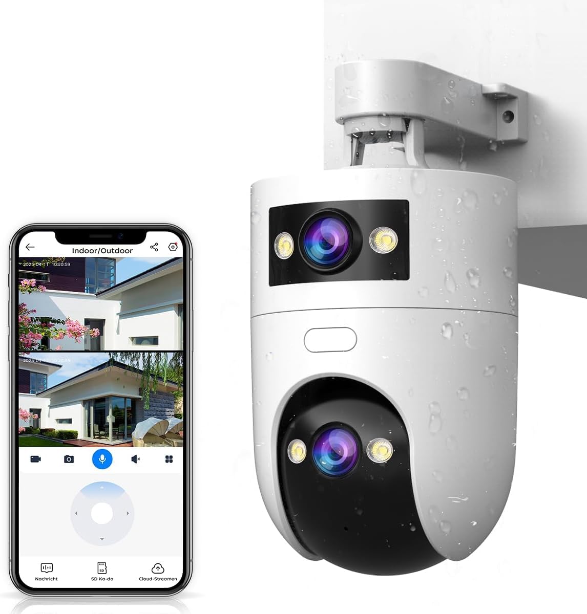 JOOAN Cámara de vigilancia exterior 5G WiFi cámara FHD 2K/3MP 5G/2.4G WiFi para almacenamiento SD y cloud 360° Cámara para perros con aplicación de 2 vías de audio, cámara de vigilancia exterior