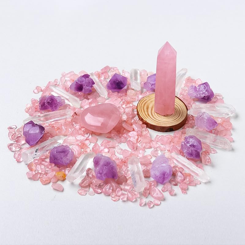 Namzi 1 Piece Natural Crystal raw Stone Crystal Hexagonal Prism Crystal Crushed Stone Set Box Light Blue Natural Crystal Stone Heart-Shaped Mineral Logo Decoration Ornament