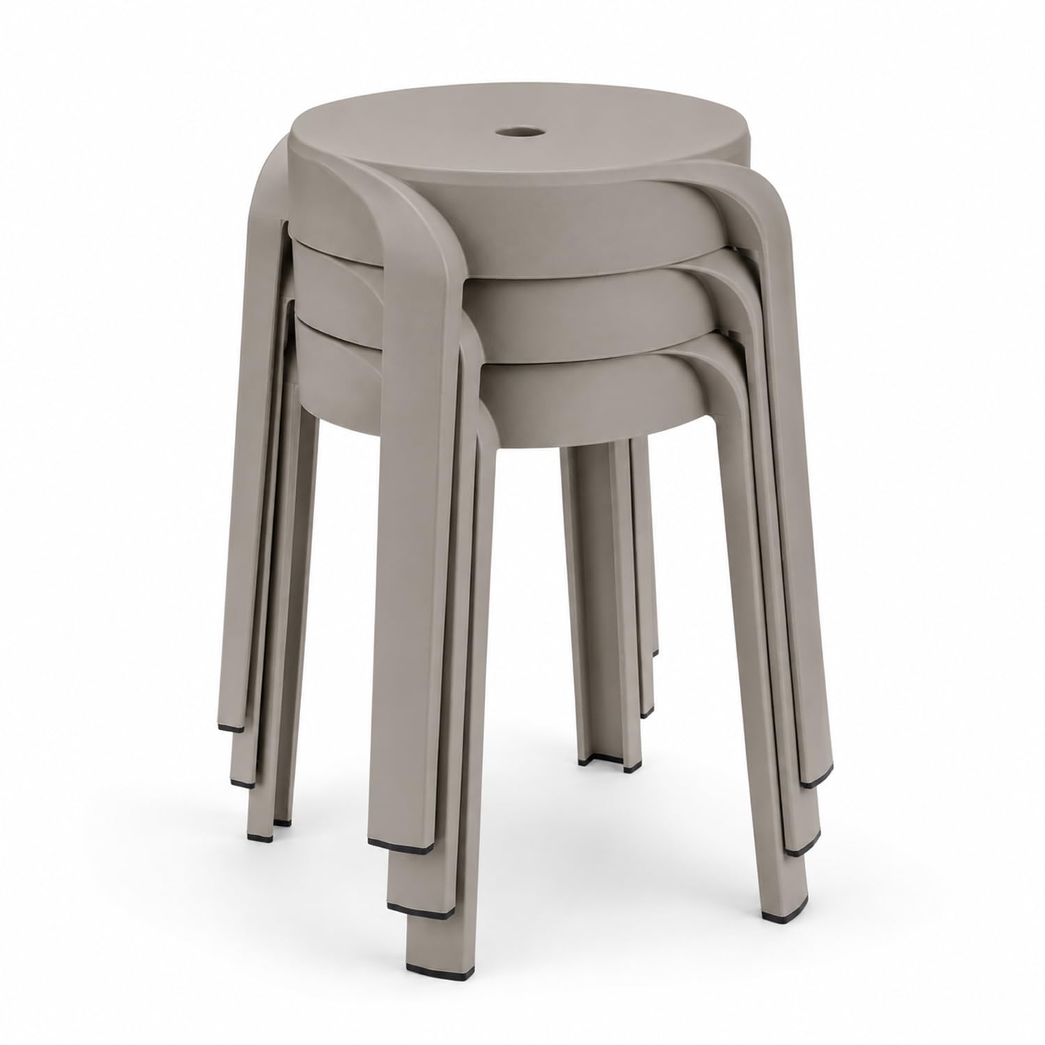 Mojawo Stapelbarer Kunststoff-Hocker Taupe 34 x 34 x 45 cm - Leichter Sitzhocker 1,5 kg - Robuster Gartenhocker für Innen- & Außenbereich - Hygienisch, Langlebig & Platzsparend