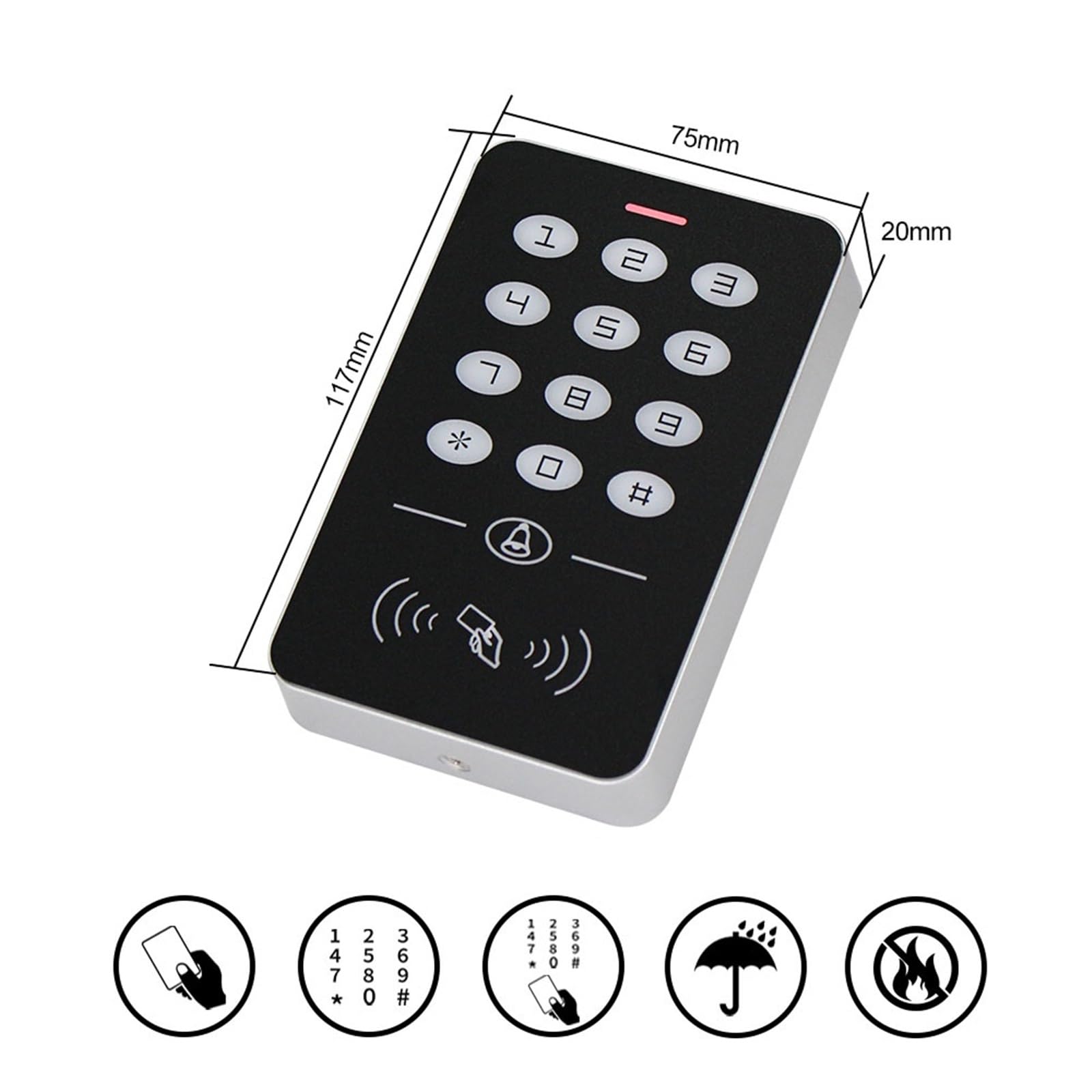 Kit de de Control de Acceso de Puerta, Teclado de Control de Acceso RFID, Fuente de alimentación, Cerradura magnética eléctrica, cerraduras de Golpe, 10 Uds. De Llaves(Kit6)