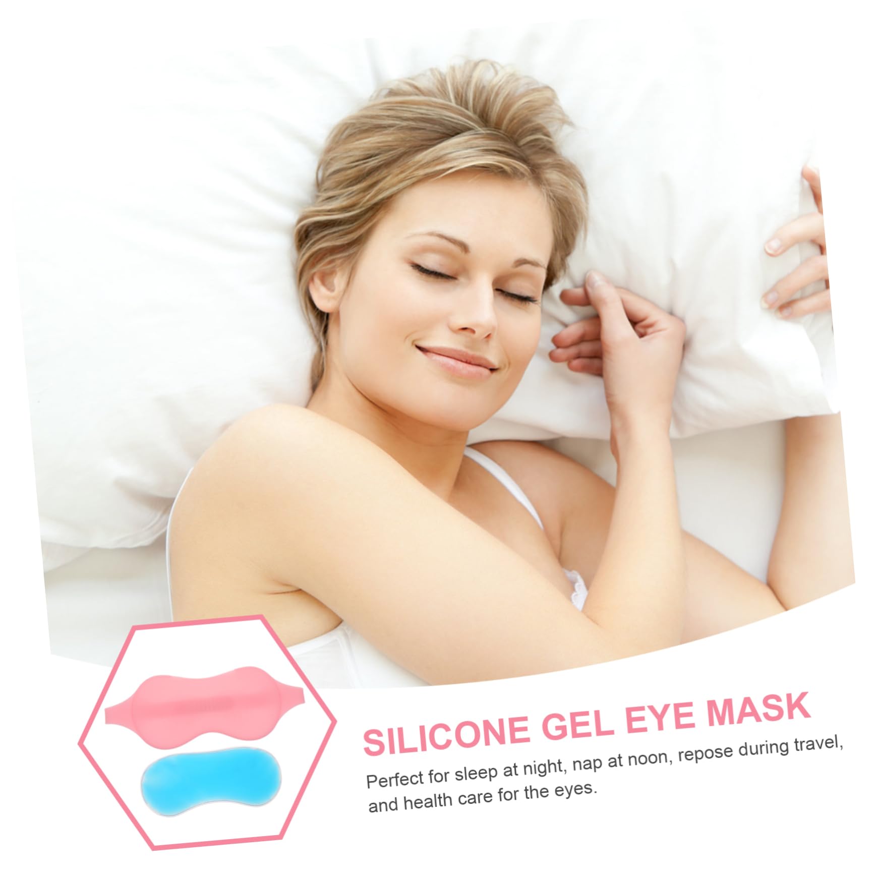 Antifaz de Silicona Gel Rosa para Dormir y Compresa Ocular