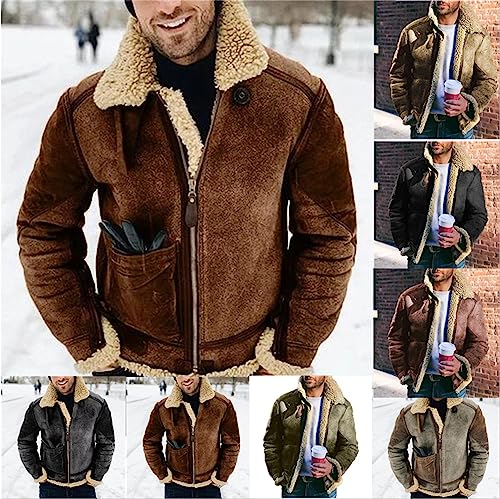 Chaqueta de cuero sintético con forro de piel para hombre miniatura 5