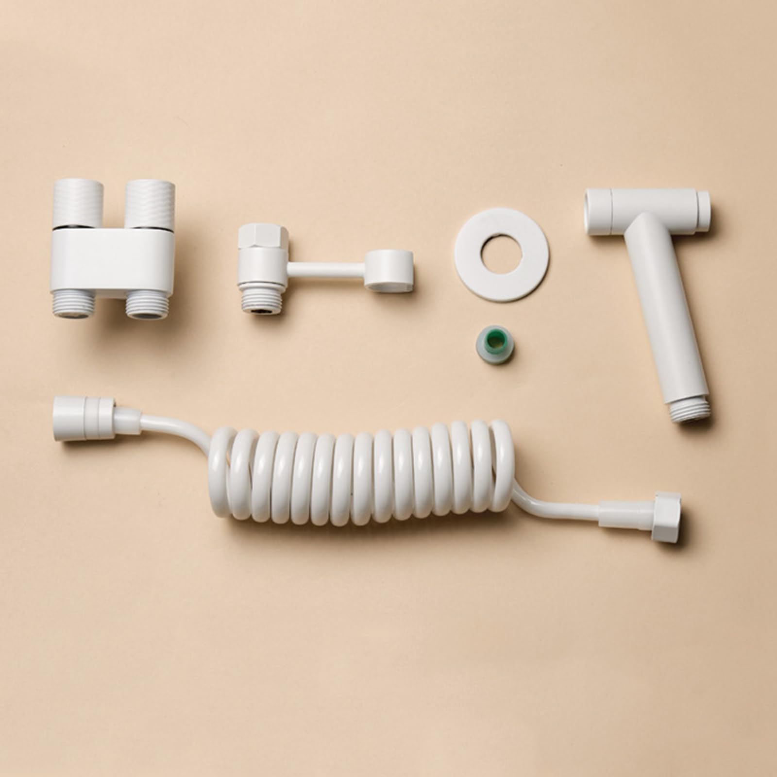 Duchas Higienicas para Wc Grifo de Bidet con Manguera 3M de Latón Uno Entra Dos Salen Set Blanco