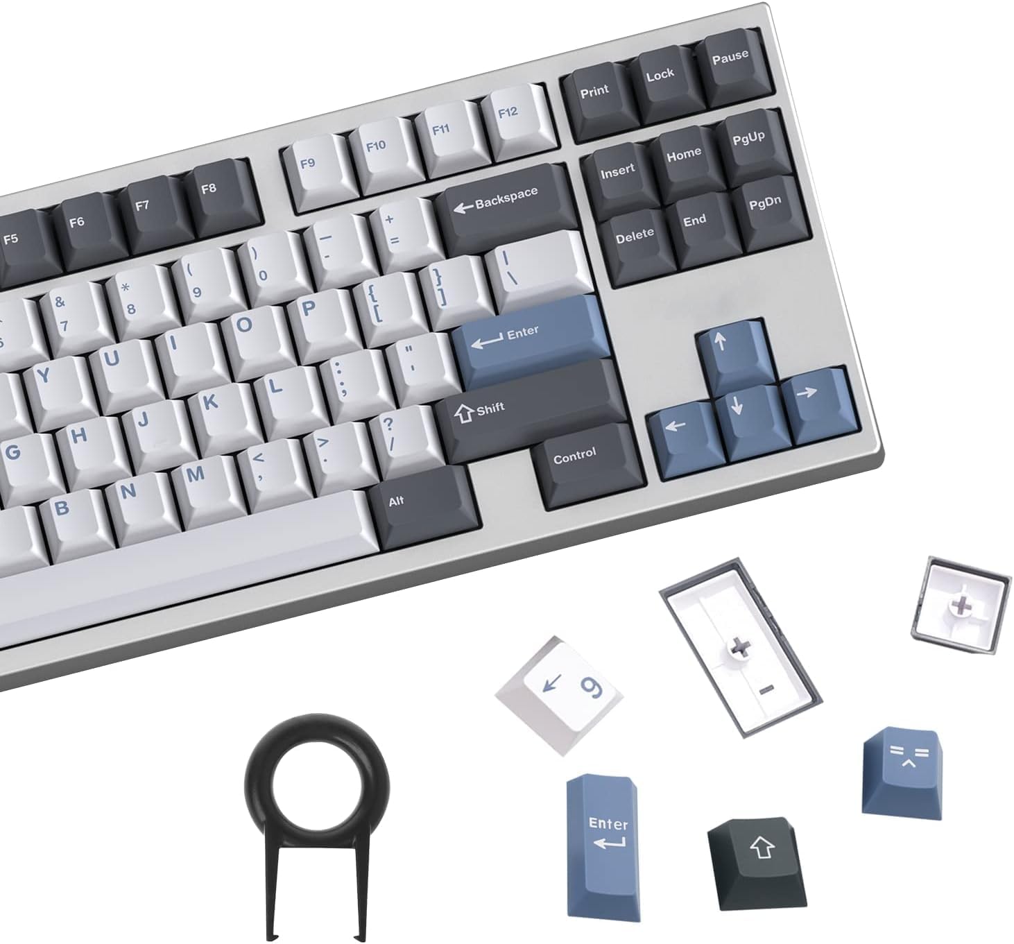 JOLINTAL Grau-Weiße Keycaps - 104 Tasten, PBT, Beleuchtet, Für Mechanische Tastaturen