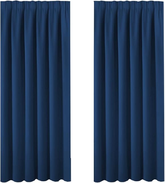 BellaHills Blackout Window Curtain Panels, Heat and Cold Blocking Drapes with Black Liner for Nursery, Thermal Insulated Draperies 46 x 72 Inch Navy 2 Panels